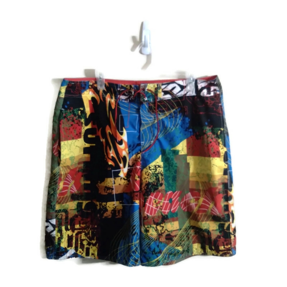 No Boundaries Mens All Over Print Swimming Board Shorts Sz 38